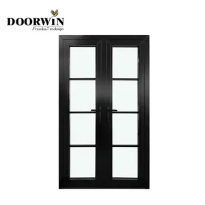 Doorwin Aluminum Soundproof Double Glasses Aluminum Frame French Commercial Doors