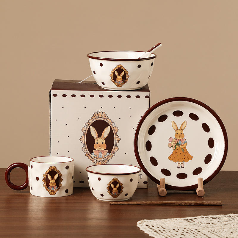 lapin marron pour une personne set 5pcs