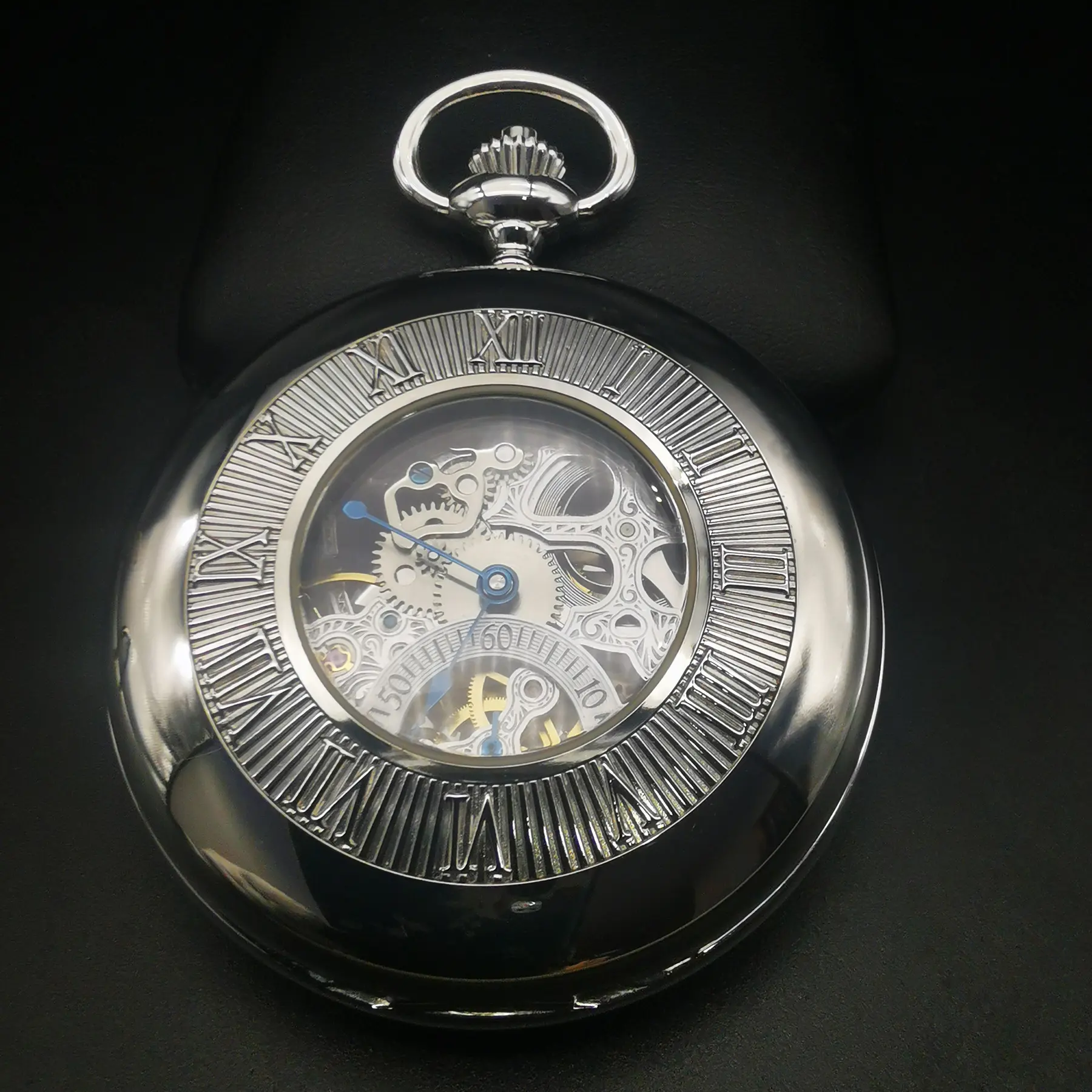 Benutzer definierte LOGO Hochwertige Haft Hunter ST3600 Möwe Mechanisches Uhrwerk Edelstahl gehäuse Skelett Vintage Taschenuhr