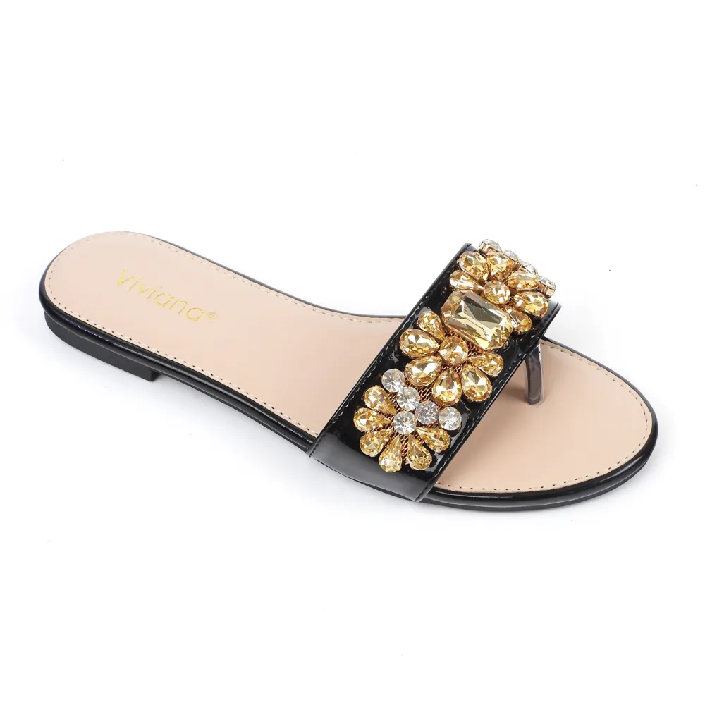 Sandálias Flat Cor Beautiful Design Sandalias Sapatos Cinza Strass Mulheres Sexy PU Sandálias planas De Borracha Desgaste Diário