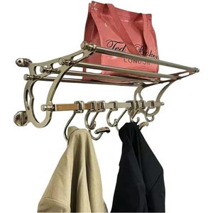 ALFA NAUTICAL Silver Finish Aluminum <b>Wall</b> Mounted Luxury Coat Rack <b>Hooks</b> Luggage Storage Rectangle Design Eco-Friendly Rack - Product Image 1