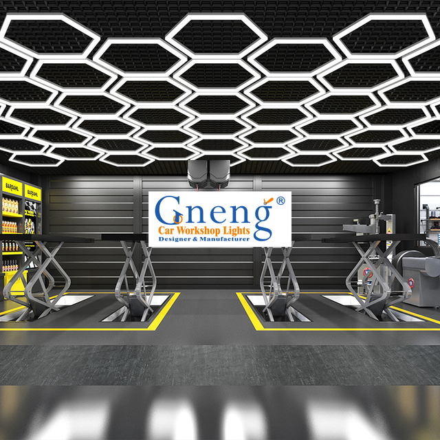 DIY Hexagon LED Light Workshop Car Detailing Lights for the Car Wash Shop Industrial Lighting LED Batten Garage Lamp