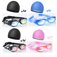 Gorro de Natación al por Mayor con Juego de Gafas, Gafas Antivaho con Tapones para los Oídos, Pinza Nasal, Gafas de Natación de Silicona, Gafas de Piscina