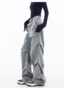 Pantaloni <span class=keywords><strong>Cargo</strong></span> in Denim Streetwear all'Ingrosso da <span class=keywords><strong>Donna</strong></span>, Pantaloni <span class=keywords><strong>Cargo</strong></span> a Gamba Larga con Patchwork, Jeans <span class=keywords><strong>Cargo</strong></span> <span class=keywords><strong>Larghi</strong></span> Unisex Stonewashed a Gamba Dritta - Product Image 3