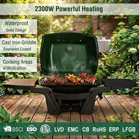 Grill électrique portable OEM ODM 2300W, grilles en fonte, température réglable, tables latérales amovibles pour le camping en plein air, le jardin, le barbecue