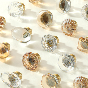 Crystal Cabinet Knobs Egg Shape Frosted Zinc Alloy Minimalist Wardrobe Drawer Handle Transparent Champagne Color - Product Image 2
