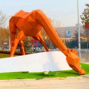 立っている屋外の庭の動物の彫刻カラフルな絵画大きなグラスファイバーキリンの像 - Product Image 6