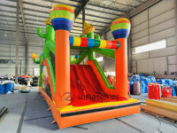 Château gonflable licorne cactus en PVC de qualité commerciale, château gonflable pour enfants, palais de ballons, location de fête avec fonction de glissière de saut