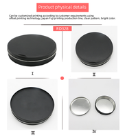 Boîte de rangement ronde portable en fer blanc noir, conteneur métallique personnalisable pour baume corporel, cire capillaire, pâte solide, cosmétiques