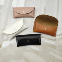 Étui à lunettes en cuir de haute qualité avec bouton, sac à lunettes en cuir simple et élégant, LOGO personnalisé