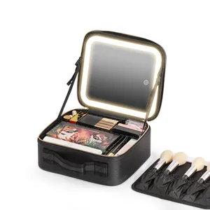 Makeup Trolley Case Led Makeup Mirror With Lights Case Makeup Box