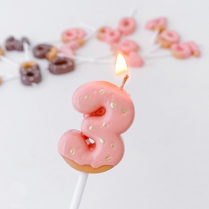 Mignon fraise chocolat numéro bougie adulte enfants gâteau décoration plug-in pour le premier anniversaire de bébé - Product Image 4