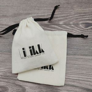 Customized Logo Print Organic Dust Bag Recyclable Cotton <b>Drawstring</b> <b>Pouch</b> Small Cotton <b>Drawstring</b> Jewelry <b>Pouch</b> Bag With Ribbon - Product Image 1