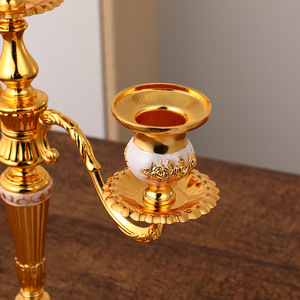 Porte-bougie décoratif en métal antique, or rose, pour centre de table de mariage - Product Image 6