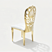 Chaise en acier inoxydable doré sculpté, chaise de luxe pour mariage, chaise décorative pour banquet