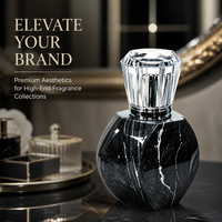 Botol Parfum Kaca Desain Marmer Heksagonal yang Dapat Disesuaikan, Tutup Bersegi, Finishing Matte, Sablon, Hot Stamping