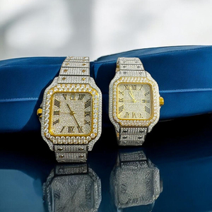Luxury Two Tone Gold Iced Out VVS Moissanite 36MM 40MM <strong>His</strong> <strong>Her</strong> <strong>Watch</strong> Set Automatic NH35 Movement Bustdown <strong>Watch</strong> for Men - Product Image 1