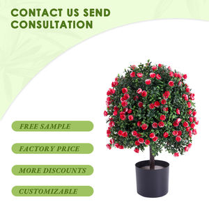 PZ-1-107B/112 Haute Simulation Faux Rose Rouge avec Buis Folaige Plante En Pot Dans Un Pot En Plastique Topiaire Arbustes Artificiels Arbres - Product Image 2