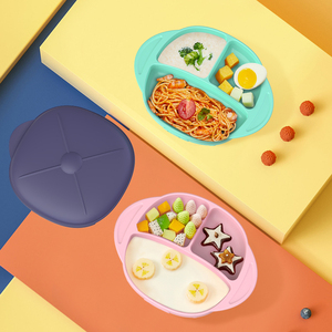 Ensemble d'alimentation en silicone pour bébé pour le dîner <span class=keywords><strong>Assiette</strong></span> pour enfants avec ventouse Bavoirs pour bébé Cuillère Fourchette pour l'heure du <span class=keywords><strong>repas</strong></span> - Product Image 2