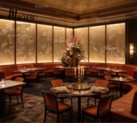 Ensemble de mobilier de restaurant moderne en pierre frittée et velours : table, chaises, banquette, canapé pour café et salon de thé