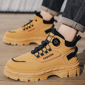 <span class=keywords><strong>Scarpe</strong></span> da Lavoro Alte da Uomo Nere Gialle Verdi, Stile Retrò, con <span class=keywords><strong>Suola</strong></span> Spessa Antiscivolo alla Caviglia - Product Image 3