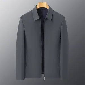 Veste <span class=keywords><strong>Mature</strong></span> à Double Poche Zippée pour Homme, Col Revers Décontracté, Manches Longues, Couleur Unie, Style Affaires et Gentleman, Printemps 2025 - Product Image 6