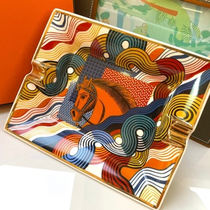 American Style Colorful Porcelain <b>Square</b> Cigar Ashtray Luxury Gifts <b>Set</b> Portable Smokeless Custom Logo - Product Image 1