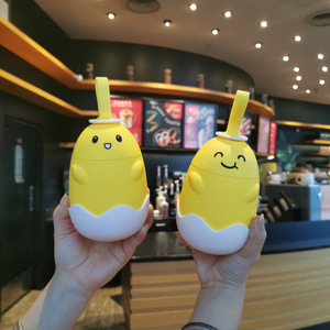 Creative Korean Style Cute Cartoon Eggman Double Wall Glass Cup With Handle Portable Student Gift Cup - Product Image 3
