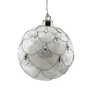 Arbre de noël décoratif fait à la main, 15cm, grand format, Led blanc givré, boule de verre, ornements pour fête de mariage, vacances