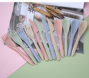 Ensemble de <span class=keywords><strong>3</strong></span> pièces de baguettes fourchette cuillère de voyage avec boîte de blé Protection de l'environnement naturelle Blé - Product Image 6