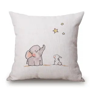 WeaveWin auf Lager Cartoon Aquarell Baby Elefant Baumwolle Leinen Kissen bezug Auto Sofa Kissen Kissen Kissen