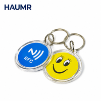 Étiquettes RFID HAUMR 13,56 MHz avec logo personnalisé, mini porte-clés NFC étanche, étiquette intelligente en PU pour contrôle d'accès et entrée de porte