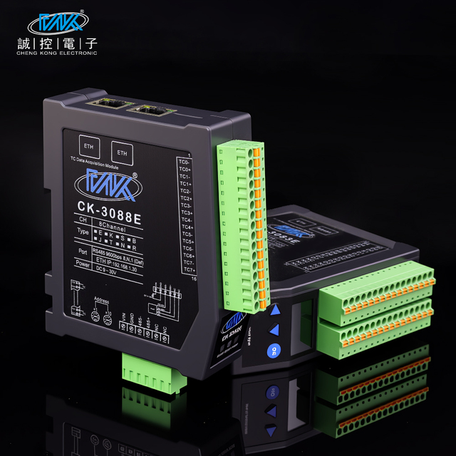 Type K Thermocouple Temperature Data Acquisition 8-Channel Analog Module with RS-485 and TCP Ethernet Interface