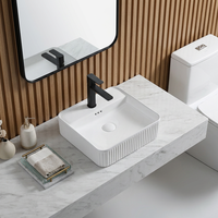 PALICI Lavabo de salle de bain en céramique à poser, haute température, haute qualité, carré