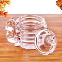 Pot en verre créatif en forme d'ours et de ruche, récipient de rangement transparent avec couvercle en forme d'abeille pour miel et bonbons