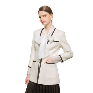 Cadena Cian Lana detallada Superficie suave y suave de alta calidad Office Lady Visco Silk Embalaje personalizado Fabricante de Vietnam - Product Image 1