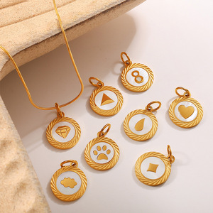 จี้กลม อุปกรณ์ตกแต่งเครื่องประดับ สแตนเลสชุบ สำหรับทำสร้อยคอ ดีไซน์รูปดาว เมฆ และสายฟ้า ชิ้นส่วนเครื่องประดับ DIY - Product Image 2