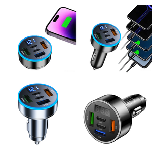 <span class=keywords><strong>Chargeur</strong></span> de voiture USB à charge rapide Type C, adaptateur multi-ports <span class=keywords><strong>5</strong></span> en 1 avec voltmètre pour <span class=keywords><strong>iPhone</strong></span>, produits tendance 2026, nouveautés - Product Image 1