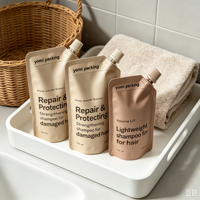 Pochette Doypack personnalisée imprimée avec bec verseur pour shampoing, savon liquide, crème et gel, pour recharge et emballage