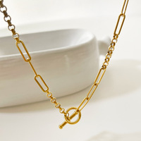 Collier en acier inoxydable plaqué or 18k à fermoir OT, chaîne tendance pour femmes, bijoux