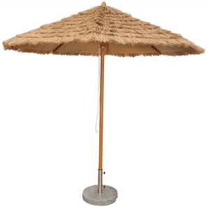 9 FT Aluminum <strong>Thatched</strong> Tiki Roof Central Pole <strong>Beach</strong> <strong>Umbrella</strong> Straw Hula <strong>Beach</strong> <strong>Umbrella</strong> - Product Image 1