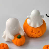 Moule en silicone 3D Citrouille Fantôme pour bougies d'Halloween, fabrication de bougies d'aromathérapie, bricolage fait main, décoration intérieure pour adultes, artisanat