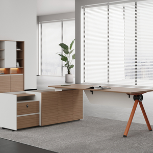 Bureau de direction commercial en forme de L, mobilier de bureau minimaliste avec tiroir - Product Image 1