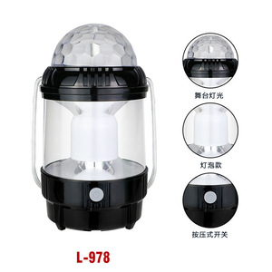 Linterna portátil para acampar L978, luz Led recargable con efecto de bola de discoteca giratoria para uso de emergencia al aire libre - Product Image 3