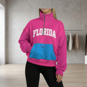 Autumn Eco Friendly Customizable Front Mock Neck Sweatshirt Sustainable Softness Women Fashion <b>Drop</b> Shoulder Long Terry High - Product Image 1