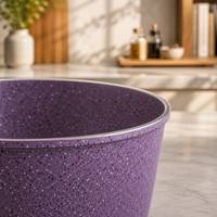 Vente directe d'usine, ensemble de 5 casseroles en aluminium marbré violet, comprenant une plaque à induction et une poignée amovible.