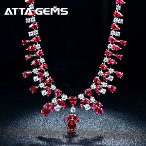 실험실 루비 커런덤 펜던트 925 스털링 실버 사파이어 목걸이 루비 펜던트 쥬얼리 약혼 선물 - Product Image 2