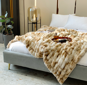 Coperta a doppio strato in <span class=keywords><strong>velluto</strong></span> corallo con bolle <span class=keywords><strong>di</strong></span> pelliccia <span class=keywords><strong>di</strong></span> <span class=keywords><strong>coniglio</strong></span>, ispessita, per primavera e autunno - Product Image 6