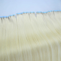 Extensions de cheveux humains blonds blancs lisses européens doublement étirés en gros avec bande adhésive