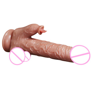 Dildo Telescópico de Doble Función de TPE, ABS y Silicona, Realista, Multifuncional, con Calentamiento Inteligente, Lengua Vibradora, Control Remoto Inalámbrico, Suave - Product Image 3